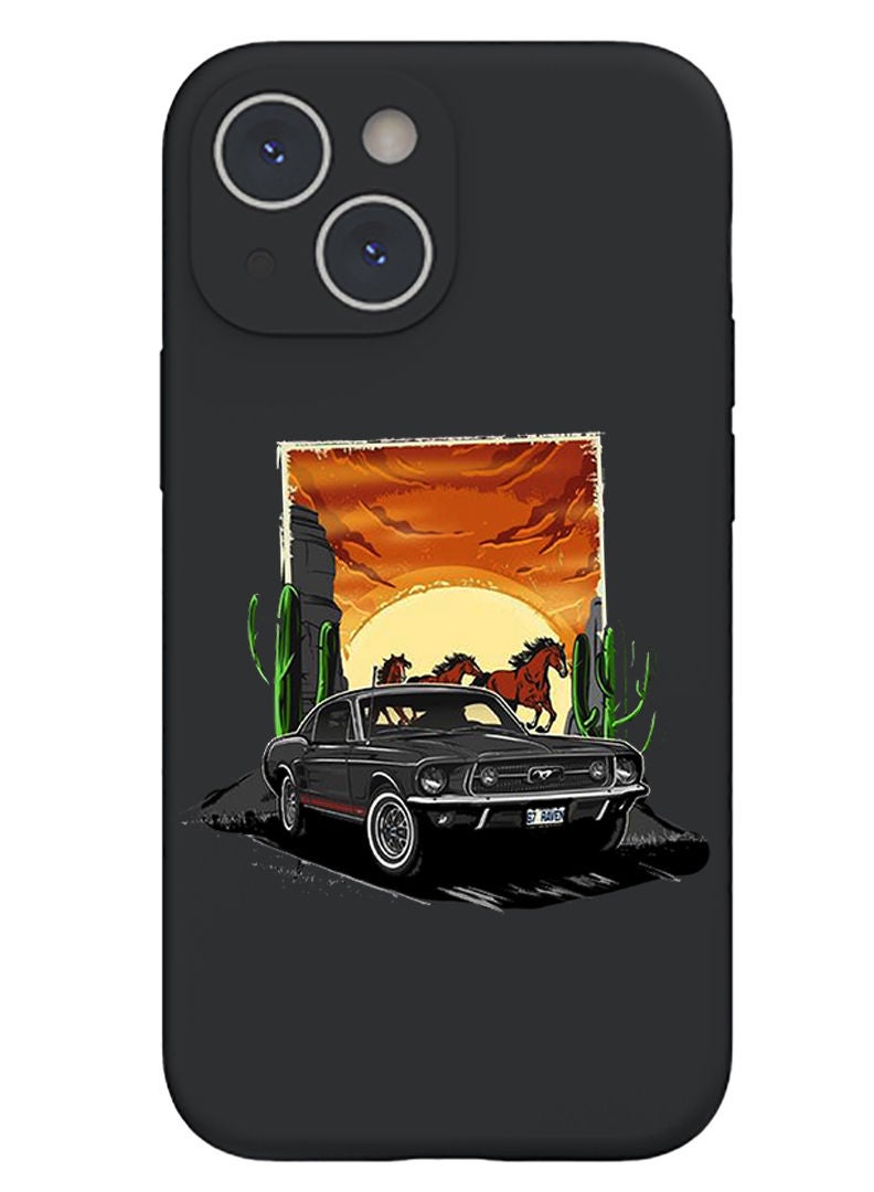 Theodor Protective Slim Fit Case Liquid Silicone Cover with Full Body Protection Anti-Scratch Shockproof Case For iPhone 13 Black  - Catch a wave copy - Image 1