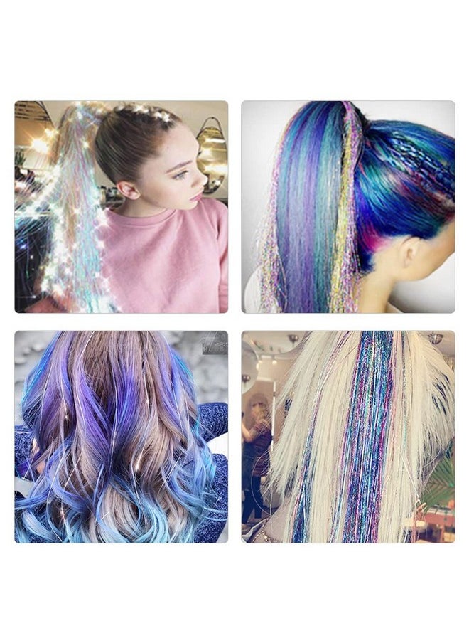 Edoneery - Hair Tinsel Kit,16 Colors 4800 Strands 48 Inches Sparkling Tinsel Hair Kit With Tool,Fairy Hair Tinsel For Christmas New Year Halloween Cosplay Party,Colorful Glitter Hair Extensions (Set2)… - Image 1