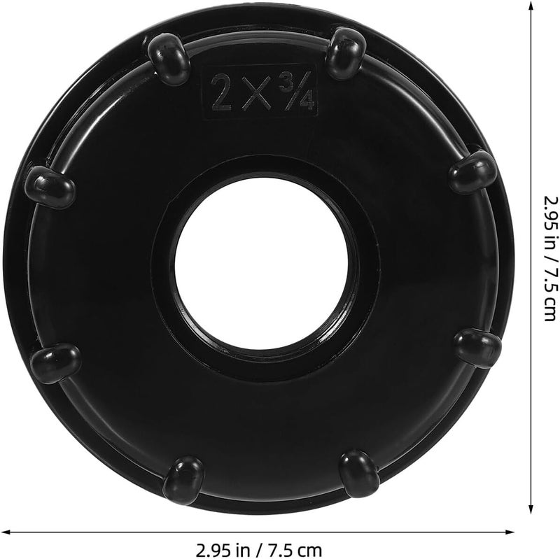 4pcs Standard 60mm Tank Cap with Dual Threaded Middle Hole, Black Plastic Tote Replacement Lid for Water Pressure Tanks and Chemical Storage Barrels - Image 2