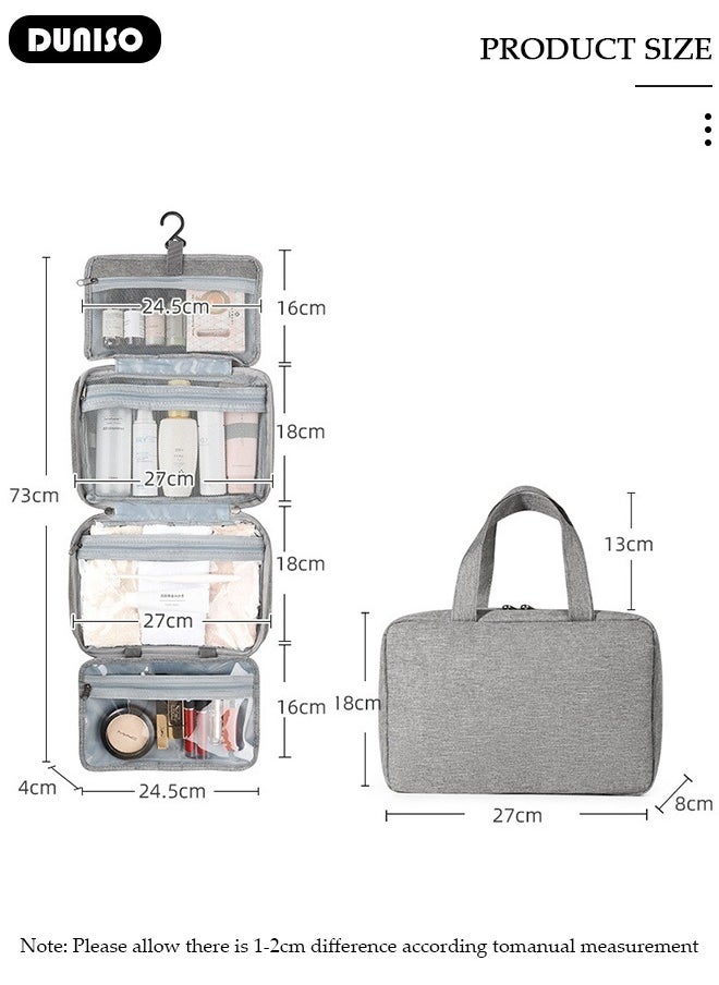 DUNISO Toiletry Bag with Hanging Hook, Hanging Travel Makeup Bag for Women, Foldable Cosmetic Organizer, Bathroom Shower Bag, Water-resistant Makeup Cosmetic Bag, Roll Up Travel Organizer for Accessories, Shampoo, Full Sized Container, Toiletries  - Image 2