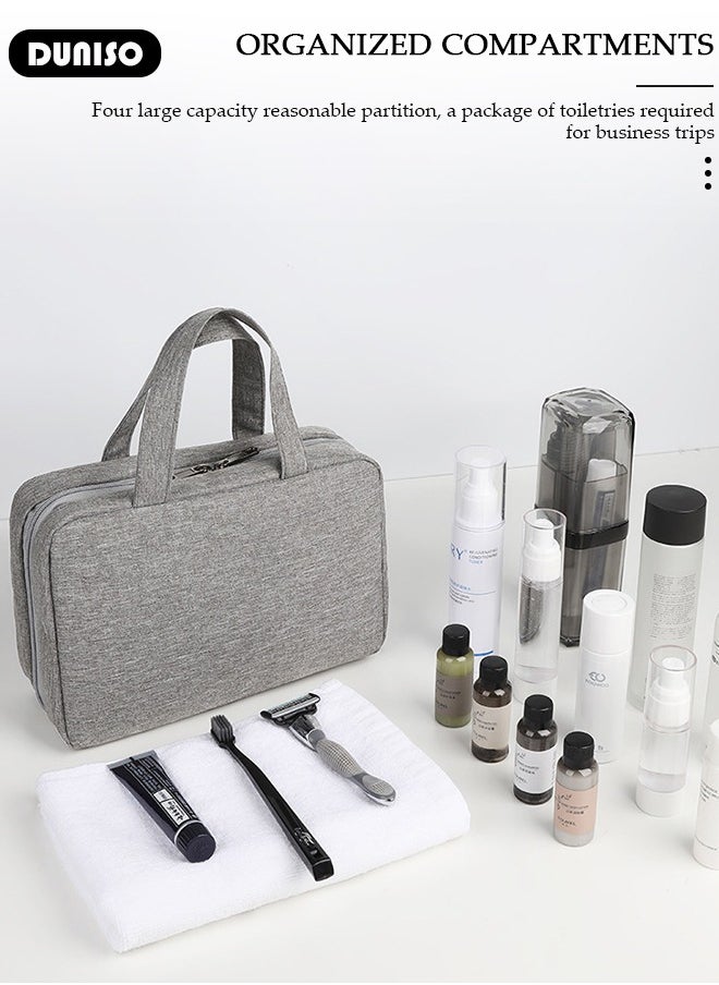 DUNISO Toiletry Bag with Hanging Hook, Hanging Travel Makeup Bag for Women, Foldable Cosmetic Organizer, Bathroom Shower Bag, Water-resistant Makeup Cosmetic Bag, Roll Up Travel Organizer for Accessories, Shampoo, Full Sized Container, Toiletries  - Image 3