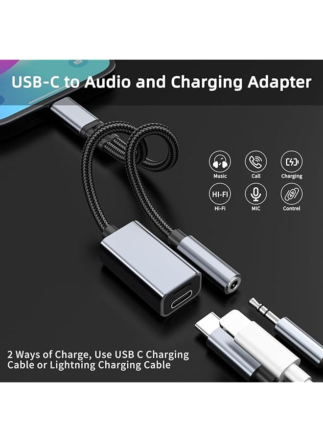 erorex - Usb C To 3.5Mm Headphone And Charger Adapter 3 In 1 Usb C To Aux Audio Jack With Usb C&Lightning Fast Charge Dongle Cable For Iphone 15 Ipad Pro Macbook Air - Image 1
