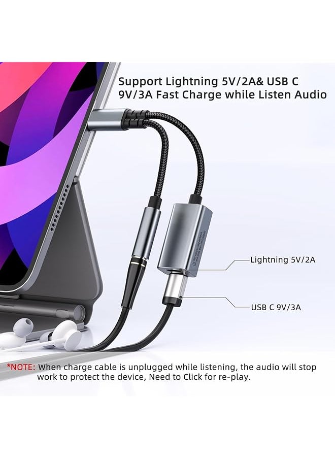 erorex - Usb C To 3.5Mm Headphone And Charger Adapter 3 In 1 Usb C To Aux Audio Jack With Usb C&Lightning Fast Charge Dongle Cable For Iphone 15 Ipad Pro Macbook Air - Image 1