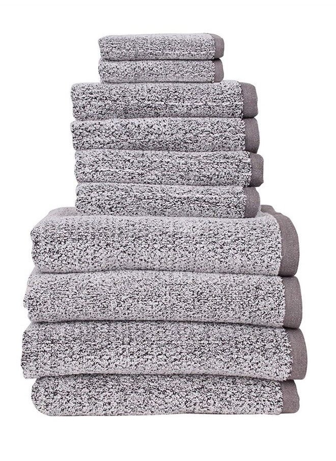 Everplush Diamond Jacquard Bath Towel Set, 10 Piece, Grey  - Image 1