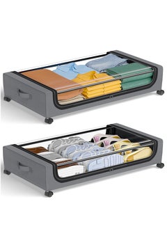 XICEN 2pcs Under Bed Storage Box with Wheels and Lid 45L Large Clothes Shoes Organizer Bins Rolling Drawers Containers for Storing Blanket Toy  - Image 1