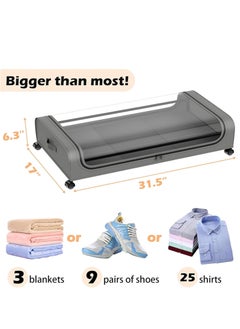 XICEN 2pcs Under Bed Storage Box with Wheels and Lid 45L Large Clothes Shoes Organizer Bins Rolling Drawers Containers for Storing Blanket Toy  - Image 2