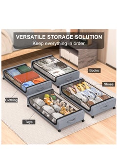 XICEN 2pcs Under Bed Storage Box with Wheels and Lid 45L Large Clothes Shoes Organizer Bins Rolling Drawers Containers for Storing Blanket Toy  - Image 5