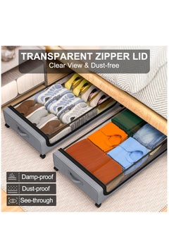 XICEN 2pcs Under Bed Storage Box with Wheels and Lid 45L Large Clothes Shoes Organizer Bins Rolling Drawers Containers for Storing Blanket Toy  - Image 4