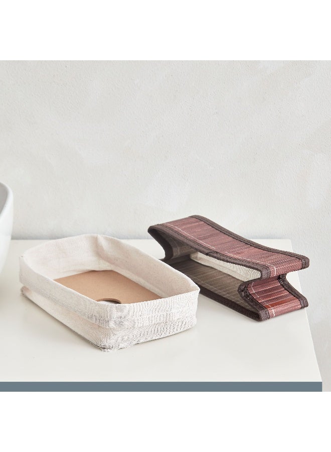 Home Box Knock Down Bamboo Collapsible Small Storage Basket 25 x 8 x 15 cm - Image 3