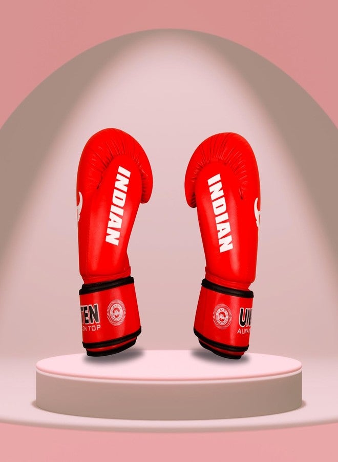 UNITEN Indian Amateur Boxing Gloves | Leather Gloves | Unisex Boxing Gloves (Red, 10 oz) - Image 5