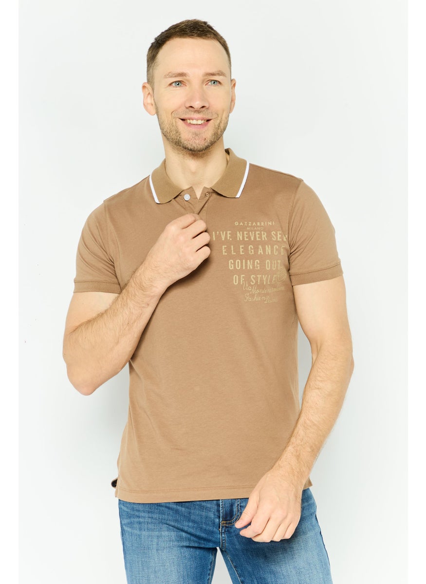 Men Regular Fit Graphic Print Short Sleeves Polo Shirt, Tan - pzsku/Z09E6823A2D68799FEA78Z/45/_/1737643065/7d9ed1d3-7f62-4cb3-87f3-2f3b00b228da