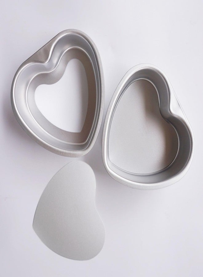 Proshopping Heart Shaped Cake Pan Set - 2 PCS Aluminum Mold With Removable Bottom, Detachable Push Pan for Cheesecake, DIY Baking - 6 Inch - Image 4