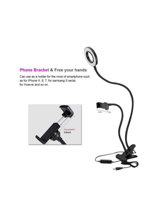 Generic Portable Selfie Ring Light, 360° Long Arm Table Desktop Clip LED Fill-in Light with Cell Phone Holder for Live Stream Makeup  - Image 2