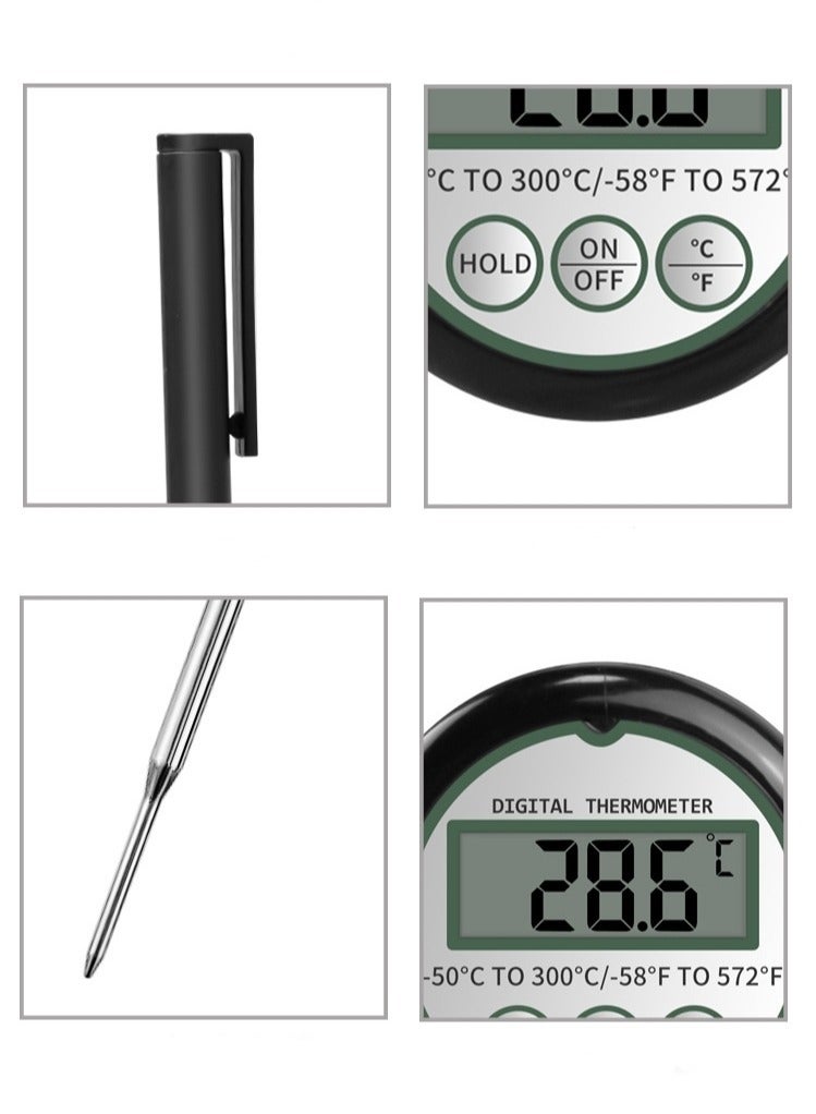 هومستر مقياس حرارة الماء والقهوة والطعام والحليب أسود طول 120mm - Image 5