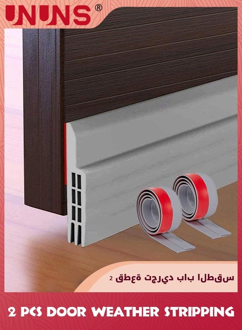Door Draft Stopper,2 Pack Under Door Draft Blocker Door Seal,Adjustable Door Sweeps Adhesive Waterproof Soundproof Bottom Seal Strip Stopper Weather Stripping For Exterior Interior Doors,Grey