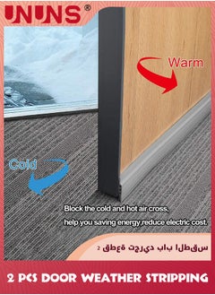 UNUNS Door Draft Stopper,2 Pack Under Door Draft Blocker Door Seal,Adjustable Door Sweeps Adhesive Waterproof Soundproof Bottom Seal Strip Stopper Weather Stripping For Exterior Interior Doors,Grey  - Image 3