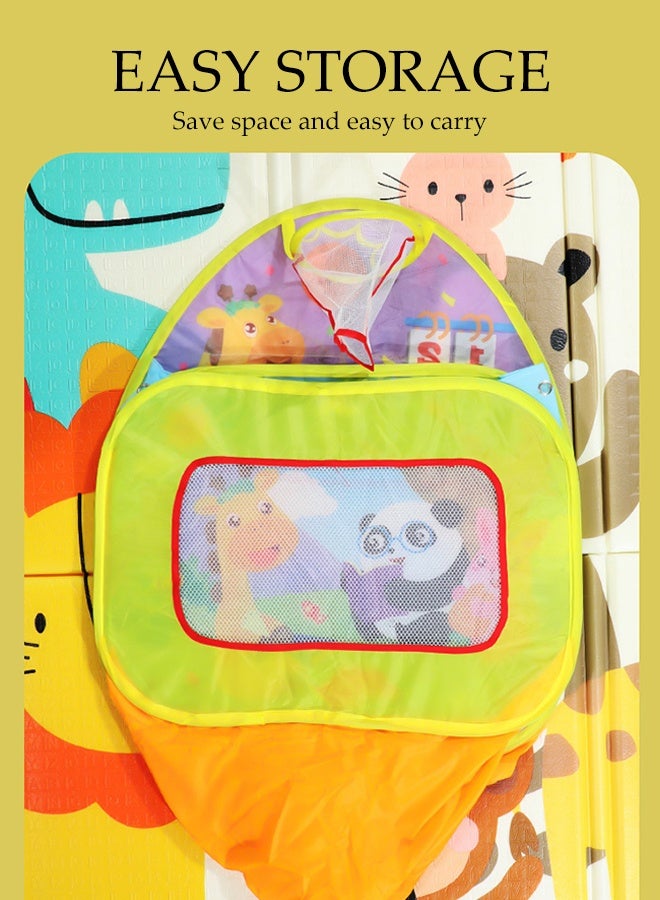 DUNISO خيمة سياج حوض كرات المحيط للأطفال، حوض لعب قابل للطي، بيت لعبة كرات المحيط برسوم كرتونية، مع سلة، قوي ودائم، مناسب للأطفال من عمر 3 سنوات وما فوق - Image 5