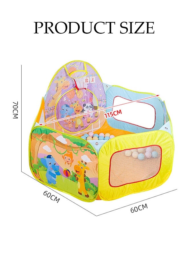 DUNISO خيمة سياج حوض كرات المحيط للأطفال، حوض لعب قابل للطي، بيت لعبة كرات المحيط برسوم كرتونية، مع سلة، قوي ودائم، مناسب للأطفال من عمر 3 سنوات وما فوق - Image 2