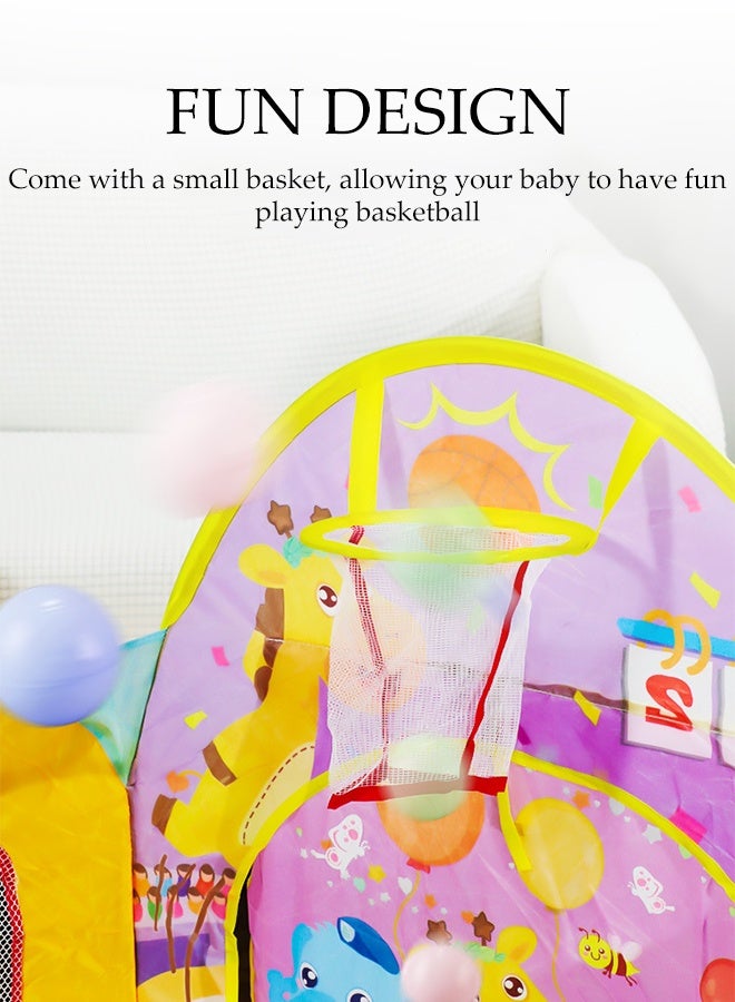 DUNISO خيمة سياج حوض كرات المحيط للأطفال، حوض لعب قابل للطي، بيت لعبة كرات المحيط برسوم كرتونية، مع سلة، قوي ودائم، مناسب للأطفال من عمر 3 سنوات وما فوق - Image 4