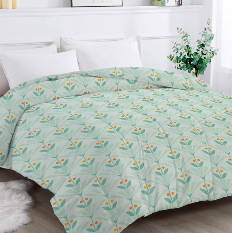 VAS COLLECTIONS 220 GSM Microfiber Reversible AC Comforter |Quit | Blanket | Duvets for King Size Double Bed 180Tc (230X250 cm, Light Green and Orange) - Image 2