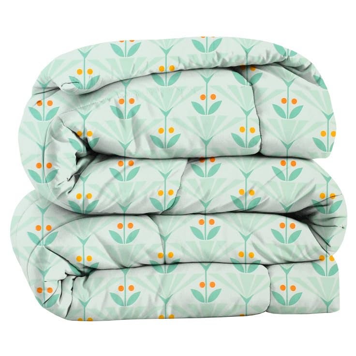 VAS COLLECTIONS 220 GSM Microfiber Reversible AC Comforter |Quit | Blanket | Duvets for King Size Double Bed 180Tc (230X250 cm, Light Green and Orange) - Image 5