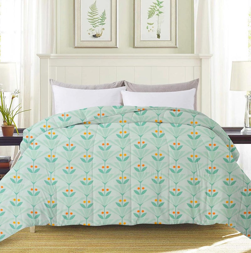VAS COLLECTIONS 220 GSM Microfiber Reversible AC Comforter |Quit | Blanket | Duvets for King Size Double Bed 180Tc (230X250 cm, Light Green and Orange) - Image 4