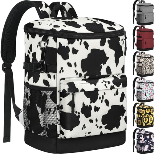 Tenot Cooler Backpack 33 Cans Backpack Coolers Insulated Leak Proof Soft Beach Cooler Bag for Men Women Ice Chest Backpack Camping Hiking Picnic Travel Cooler Lunch Backpack Cow Print - Image 1