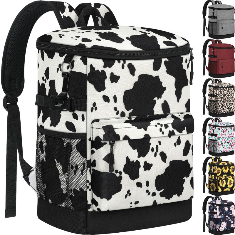 Tenot Cooler Backpack 33 Cans Backpack Coolers Insulated Leak Proof Soft Beach Cooler Bag for Men Women Ice Chest Backpack Camping Hiking Picnic Travel Cooler Lunch Backpack Cow Print - Image 2