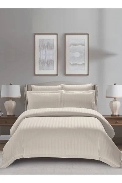 دوناتيلا Striped Duvet Cover Set King Size 220x240 cm - 6-Pcs Bed Set, Microfiber Fabric - 1 Duvet Cover, 1 Fitted Sheet, 2 Pillow Sham, 2 Pillowcase (Filler Not Included)
