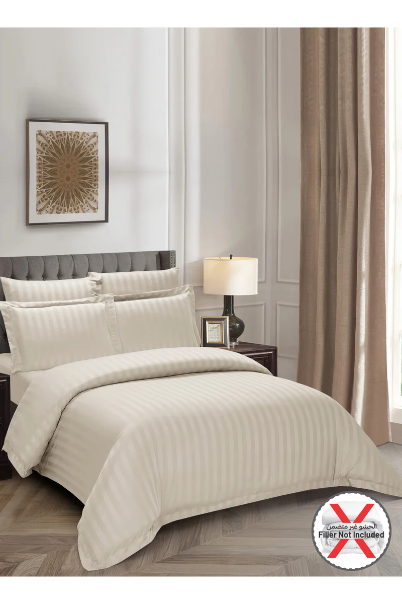 دوناتيلا Striped Duvet Cover Set King Size 220x240 cm - 6-Pcs Bed Set, Microfiber Fabric - 1 Duvet Cover, 1 Fitted Sheet, 2 Pillow Sham, 2 Pillowcase (Filler Not Included)
