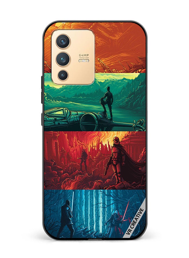 Protective Case Cover For Vivo V23 5G Phases Of Life Design Multicolour