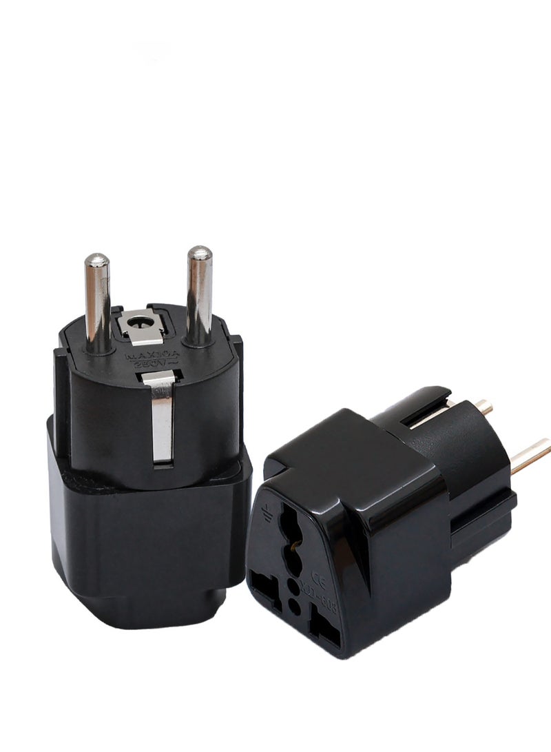 Vonqu UK to EU Plug Travel Adapter 250V Power Charger-3-pin European Adapter for KSA Black