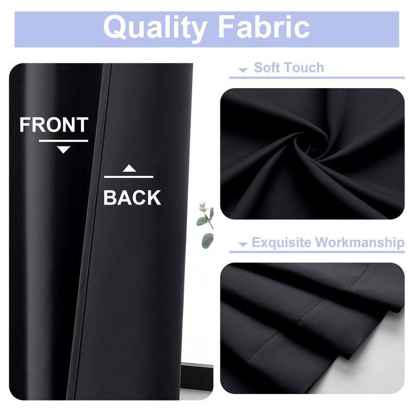 Simplebrand Ava Halloween Black Blackout Curtains for Bedroom 84 Inch Length 2 Panels Set, Solid Thermal Insulated Privacy Living Room Window Treatment Curtains Blackout Drapes, W40 x L84 Inch, Black - Image 3