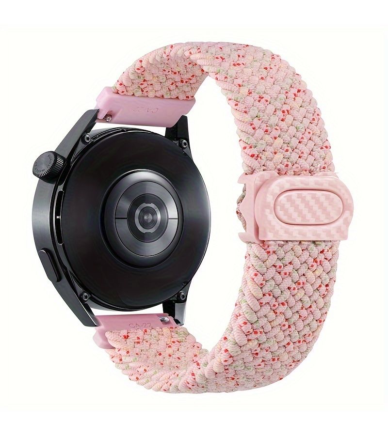 Nylon Woven Solo Loop Strap 20mm Watchband Black Rainbow Compatible With Samsung Galaxy Watch 6 5 4 Classic Pro 44mm 40mm And Huawei GT 2E 3 4 Sold Separately Watch Not Included - Image 5