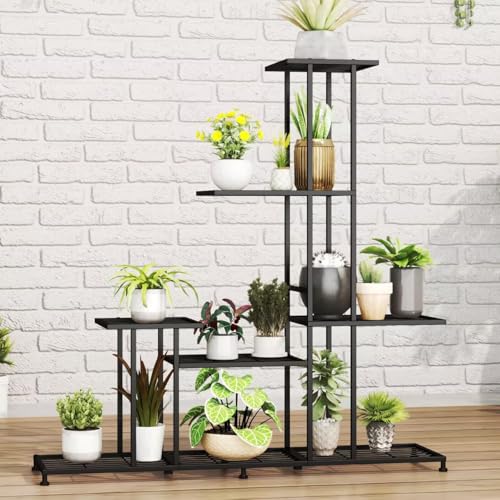 Twhep Heavy Duty Metal Plant Stand, 5 Tiers Multifunctional Plant Stand for Indoor Outdoor, for Tall Large Rack for Living Room Garden Balcony, Black - Image 4