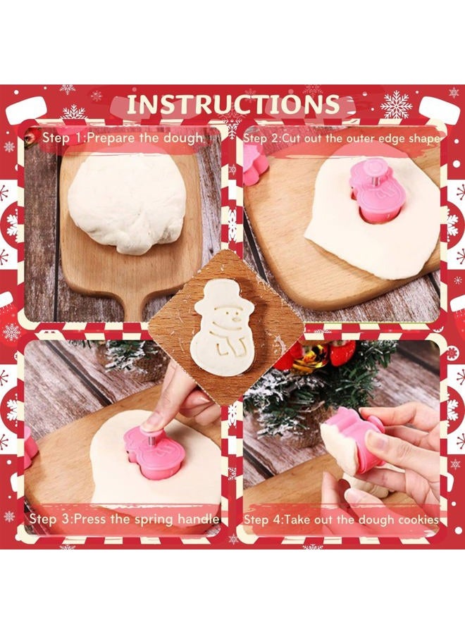 KAISHANE Christmas Themed MINI Cookie Cutter Embossing Mold Fondant Stamper Set - 8Pcs Plastic spring die Biscuits Pastry Cutter Set 3D Cookie Cake Plunger Cutter Baking Mould - Image 3
