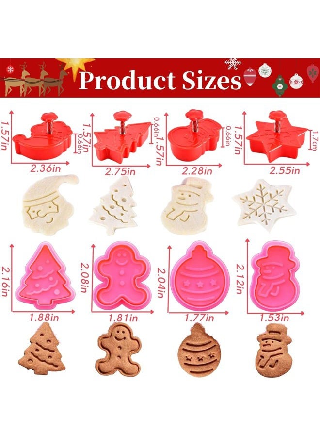 KAISHANE Christmas Themed MINI Cookie Cutter Embossing Mold Fondant Stamper Set - 8Pcs Plastic spring die Biscuits Pastry Cutter Set 3D Cookie Cake Plunger Cutter Baking Mould - Image 2