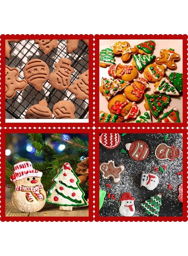 KAISHANE Christmas Themed MINI Cookie Cutter Embossing Mold Fondant Stamper Set - 8Pcs Plastic spring die Biscuits Pastry Cutter Set 3D Cookie Cake Plunger Cutter Baking Mould - Image 5