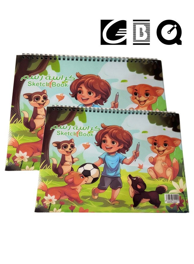 GBQ 2PCS B5(18*26cm) Sketchbook 15Sheets/Book A Total Of 30 Pages Spiral Bound Hardcover Art Book - Image 1