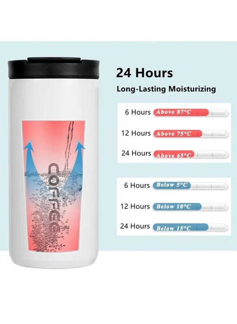 كوب قهوة حراري من الفولاذ المقاوم للصدأ سعة 400 مل، كوب حراري 304 مقاوم للتسرب، كوب حراري محمول للسفر، زجاجة ماء (أسود) - Image 5