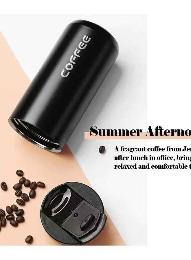 كوب قهوة حراري من الفولاذ المقاوم للصدأ سعة 400 مل، كوب حراري 304 مقاوم للتسرب، كوب حراري محمول للسفر، زجاجة ماء (أسود) - Image 4