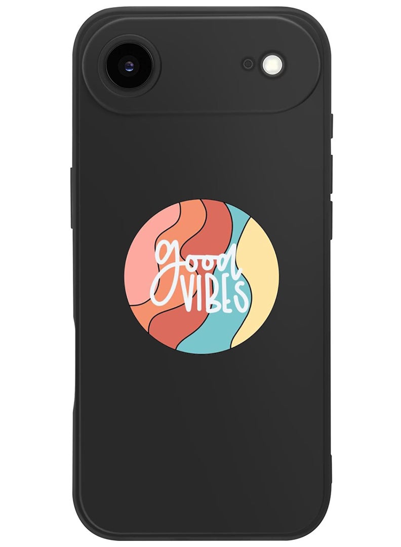 Theodor Protective Slim Fit Case Liquid Silicone Cover with Full Body Protection Anti-Scratch Shockproof Case For Apple iPhone 17 Air (Black) Good vibes (2) - Image 1