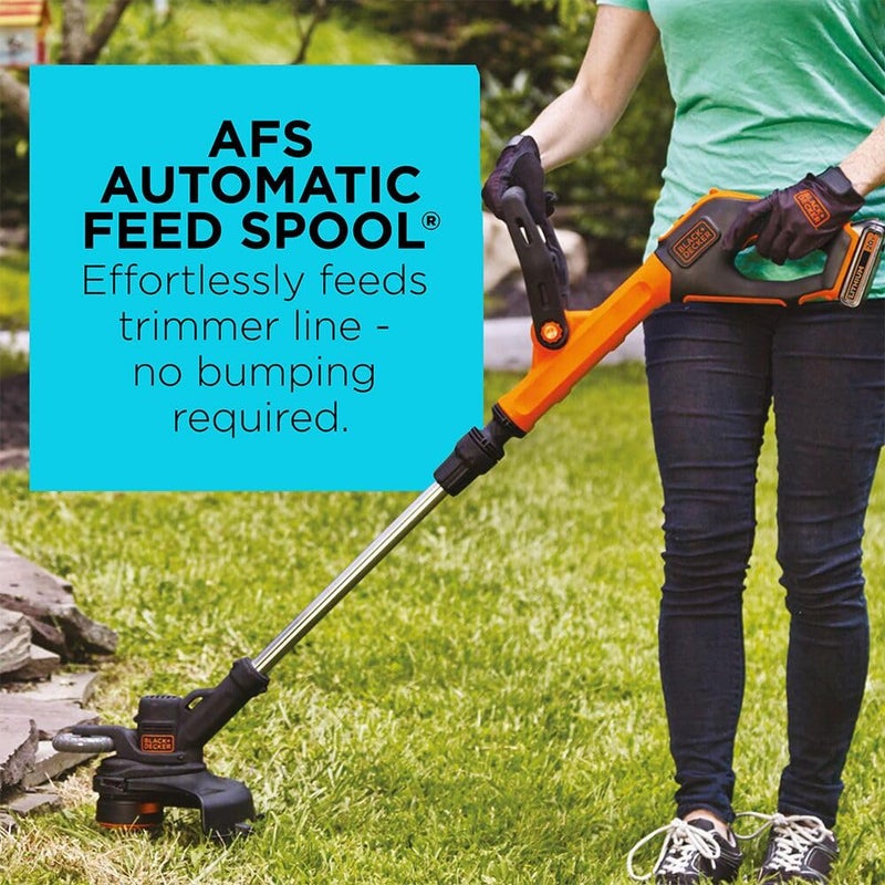BLACK+DECKER 20V MAX Cordless String Trimmer and Edger with Spool, Battery and Charger Included, 2 Speed, 12 Inch (LST522) - Image 3
