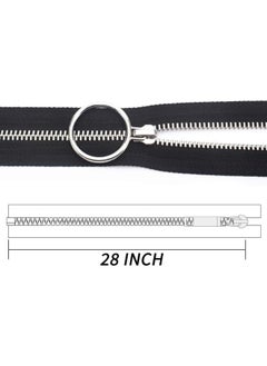 Generic Metal Zipper #5-Glossy Separating Jaket Zippers for Sewing 28 Inch-Heavy Duty Coats Zippers-VOC Zipper One Way Open Bottom-Black Tape with Sliver Teeth(28"1PCS)  - Image 3