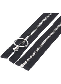 Generic Metal Zipper #5-Glossy Separating Jaket Zippers for Sewing 28 Inch-Heavy Duty Coats Zippers-VOC Zipper One Way Open Bottom-Black Tape with Sliver Teeth(28"1PCS)  - Image 2