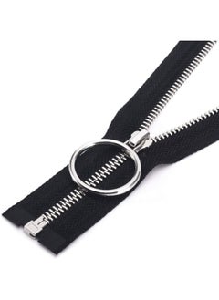 Generic Metal Zipper #5-Glossy Separating Jaket Zippers for Sewing 28 Inch-Heavy Duty Coats Zippers-VOC Zipper One Way Open Bottom-Black Tape with Sliver Teeth(28"1PCS)  - Image 1