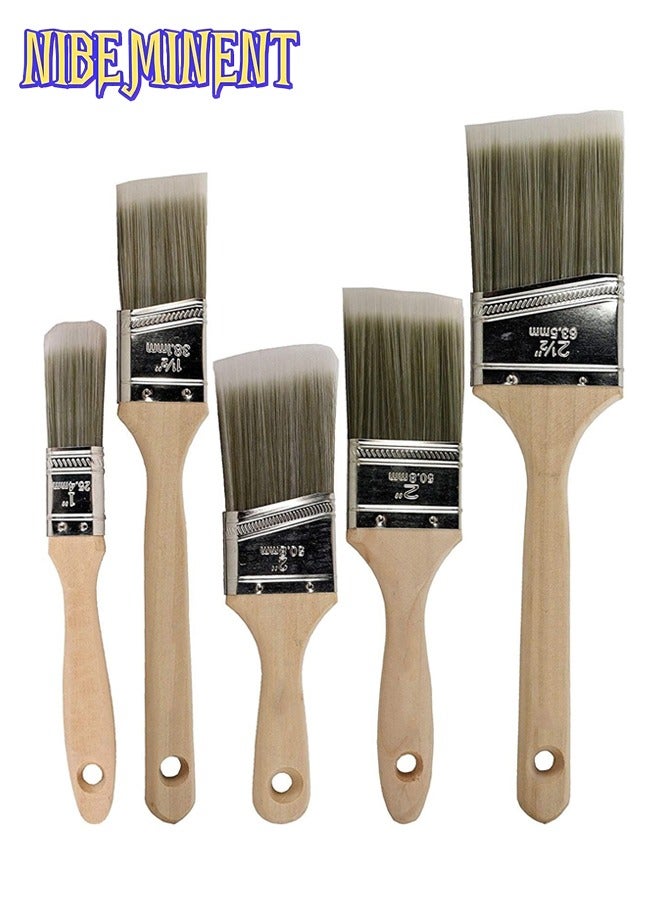 NIBEMINENT Pro Grade, Paint Brushes, 5-Piece, Paint Brush Set: Flat & Angle Brushes for Latex and Oil Paints, Stains, Interior & Exterior Home Improvement  - Image 1