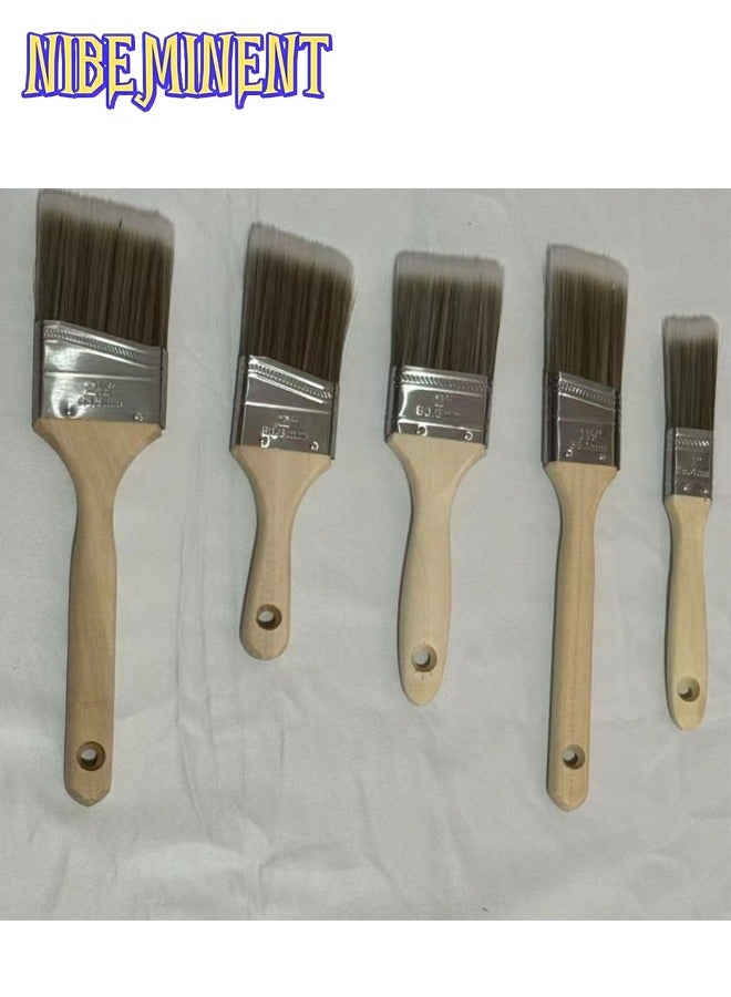 NIBEMINENT Pro Grade, Paint Brushes, 5-Piece, Paint Brush Set: Flat & Angle Brushes for Latex and Oil Paints, Stains, Interior & Exterior Home Improvement  - Image 4