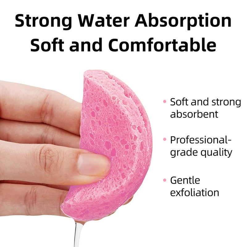 kickleen 50-Count Compressed Facial Sponges|Kickleen 100% Natural Cellulose Cosmetic Spa Sponges for Daily Facial Cleansing|Makeup and Mask Removal|Exfoliating|Skin Massage|Pore Exfoliation (50 Count (Pink)) - Image 5