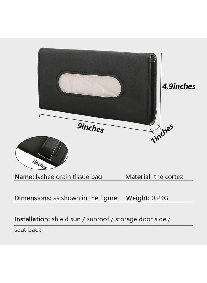 JZS Car Tissue Holder, Sun Visor Napkin Holder, Car Mask Holder for Sun Visor, Masks Dispenser for Car, Car Tissue Box with Tissue Refill,Black - Image 2